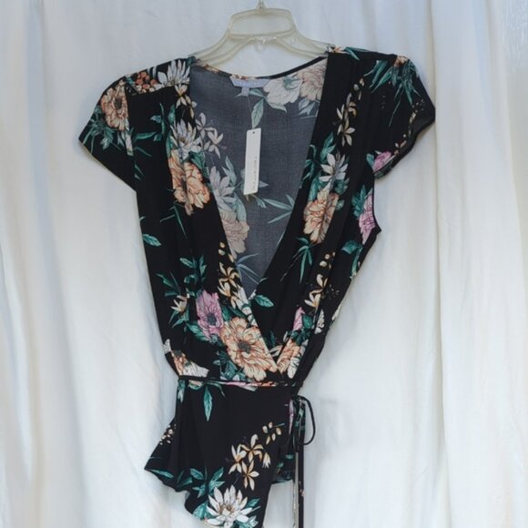 Cap sleeve side tie wrap blouse - Picture 1 of 3